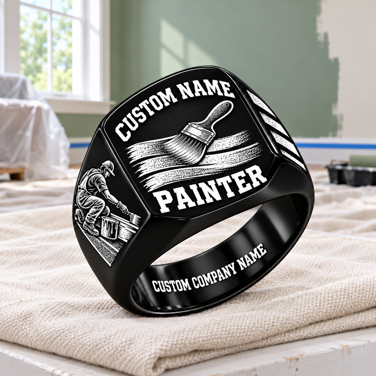 Painter Bold Lettering ring in interior renovation room — dedicated listing hero