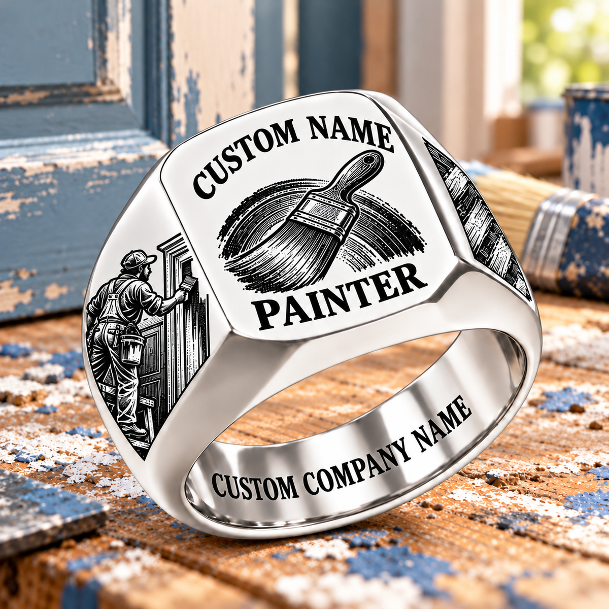 Personalized Painter Signet Ring - Heritage Emblem — dedicated listing hero