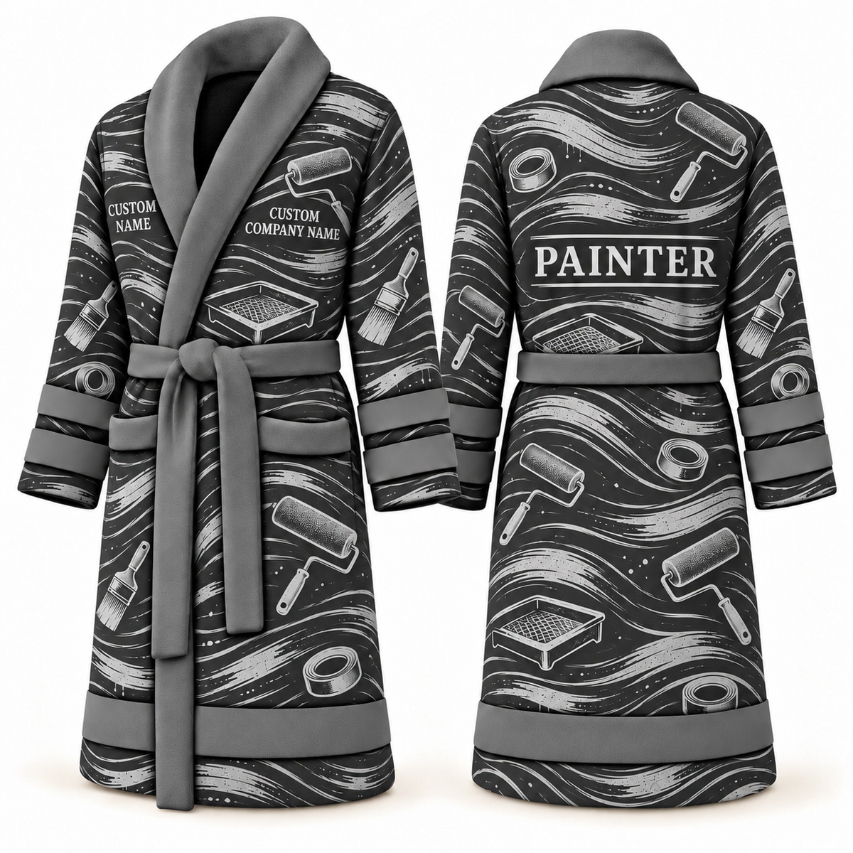 Personalized Painter Bathrobe – Contour Lines — Slate variant