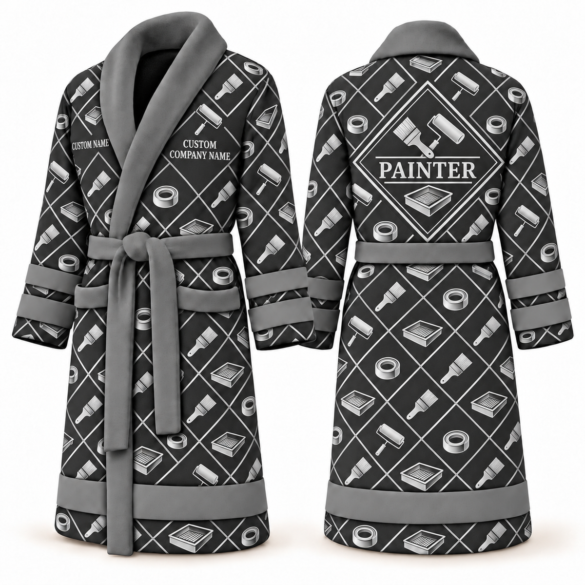 Personalized Painter Bathrobe – Diamond Emblems — Slate variant