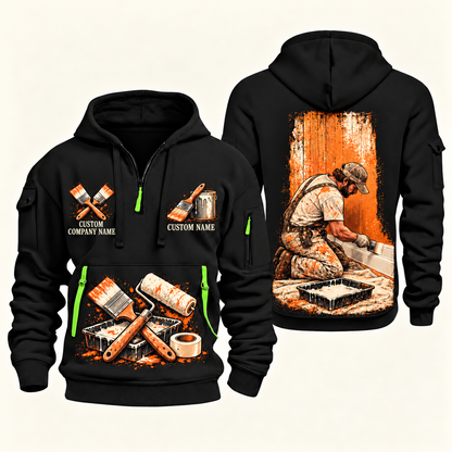 Personalized Painter Painting Craft Quarter Zip Hoodie — Black variant