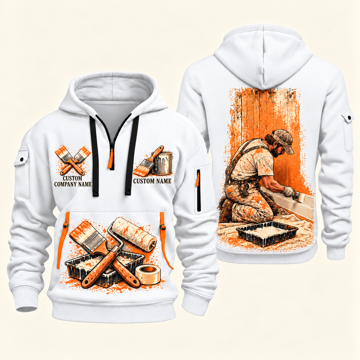 Personalized Painter Painting Craft Quarter Zip Hoodie — White variant