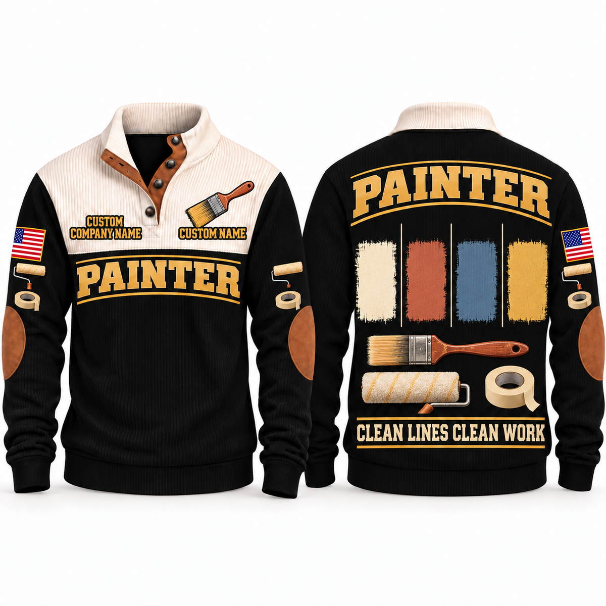 Personalized Painter Clean Lines Sports Sweatshirt — Black variant
