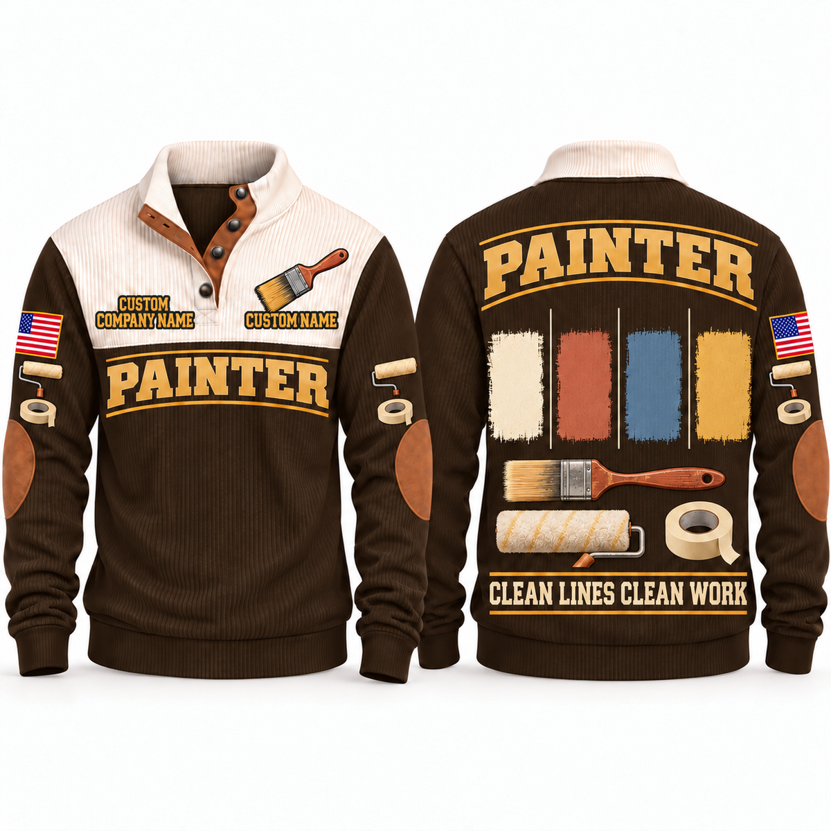 Personalized Painter Clean Lines Sports Sweatshirt — Brown variant