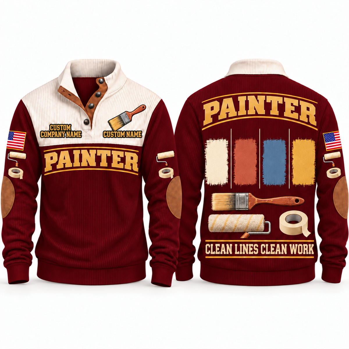 Personalized Painter Clean Lines Sports Sweatshirt — Jujube Red variant