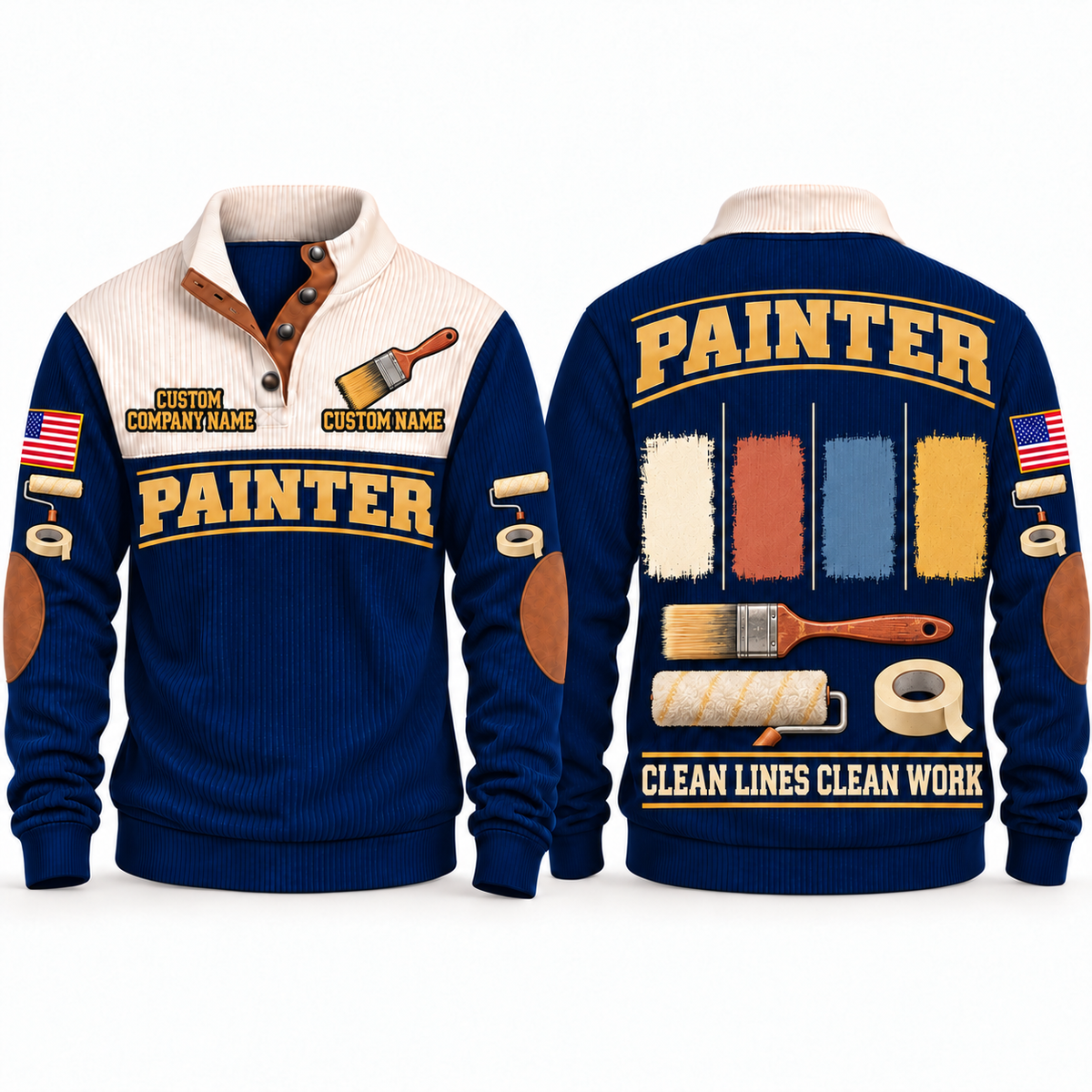 Personalized Painter Clean Lines Sports Sweatshirt — Navy variant
