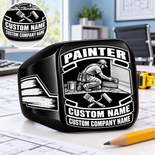 Painter Black Face Badge ring on estimating desk — dedicated listing hero