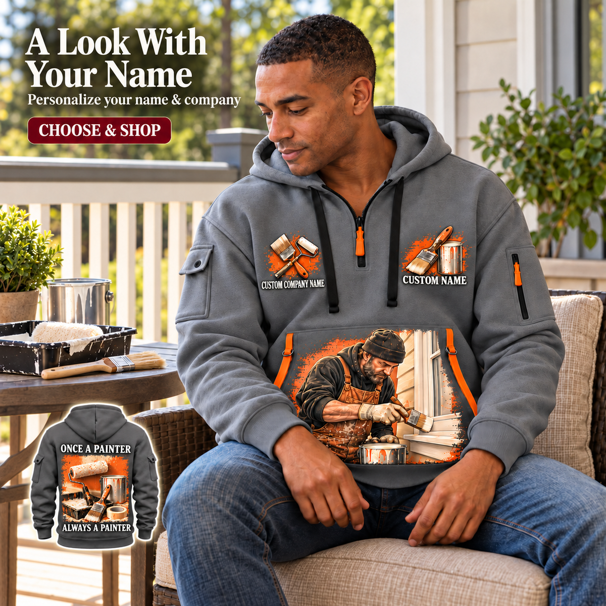 Personalized Painter Once and Always Quarter Zip Hoodie — dedicated listing hero