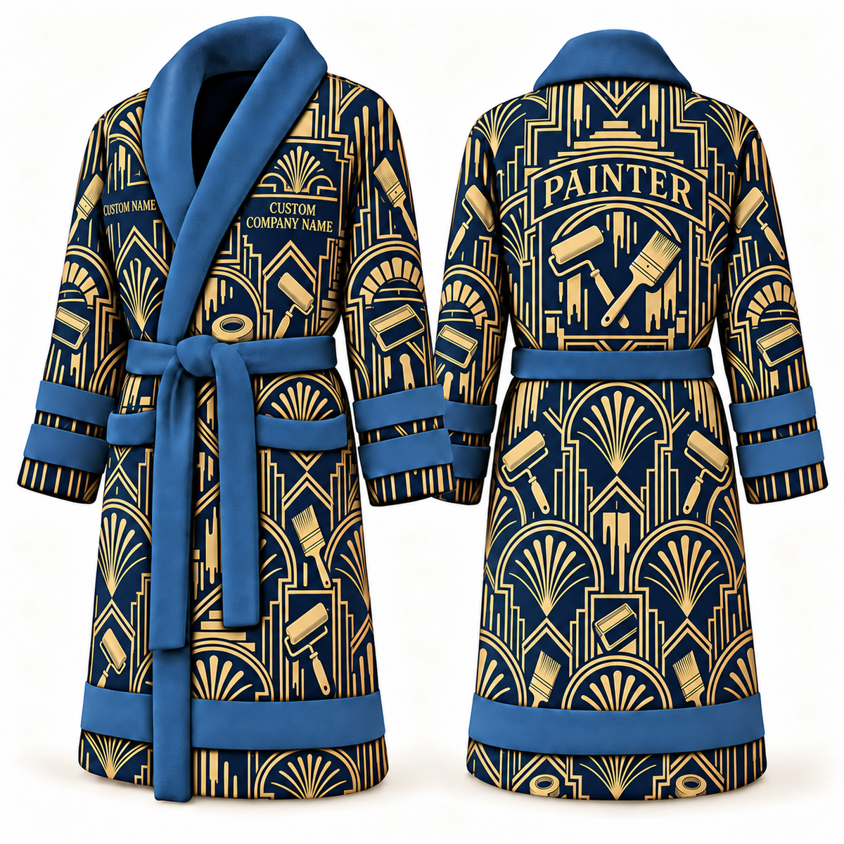 Personalized Painter Bathrobe – Art Deco Craft — Blue variant