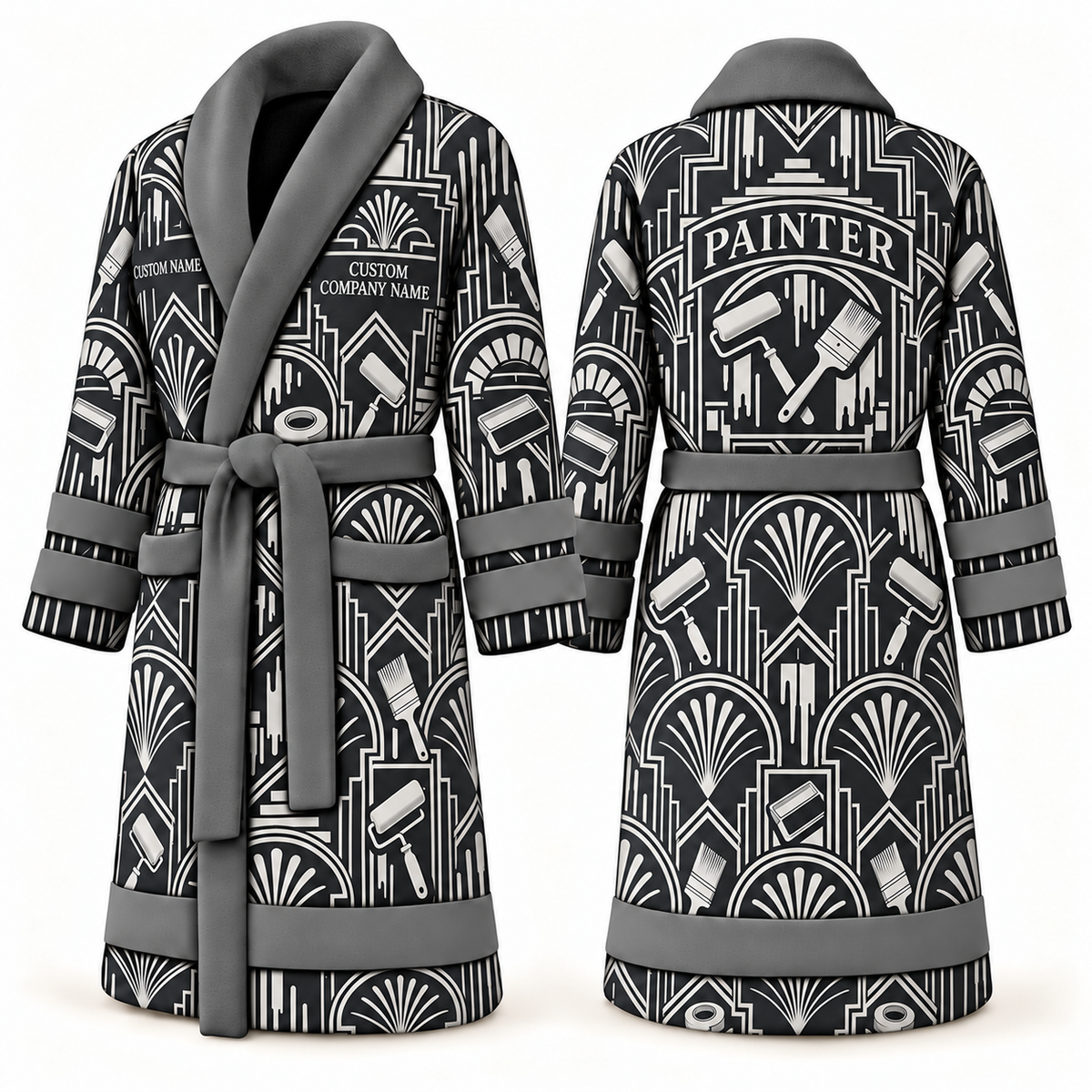 Personalized Painter Bathrobe – Art Deco Craft — Slate variant