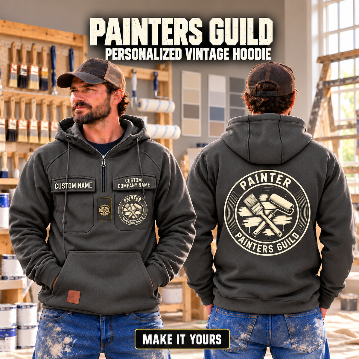 Personalized Painter Painters Guild Vintage Hoodie — dedicated listing hero, final layout