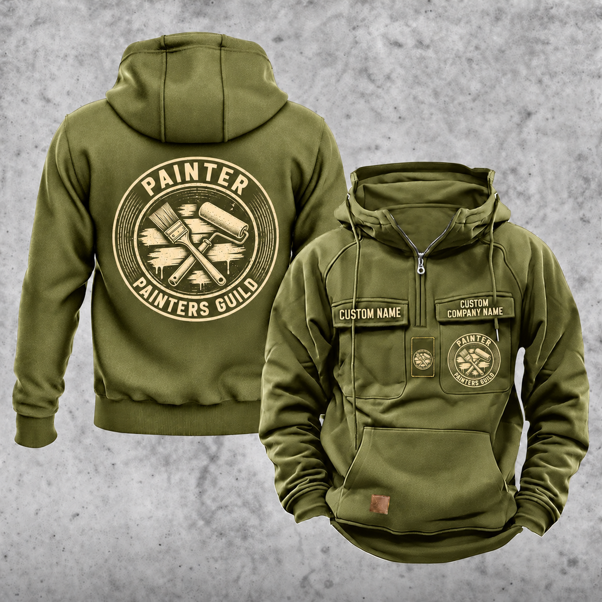 Personalized Painter Painters Guild Vintage Hoodie — Olive Green variant