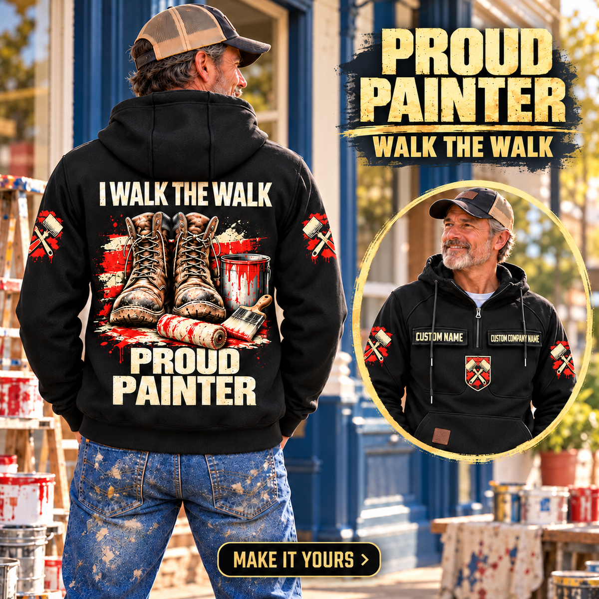 Personalized Painter Proud Walk Vintage Hoodie — dedicated listing hero, final layout