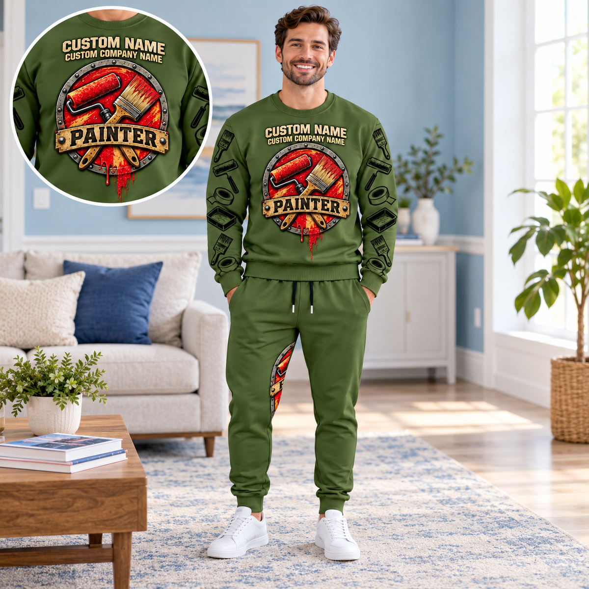 Personalized Painter Central Emblem Sweater + Jogger Combo — dedicated listing hero