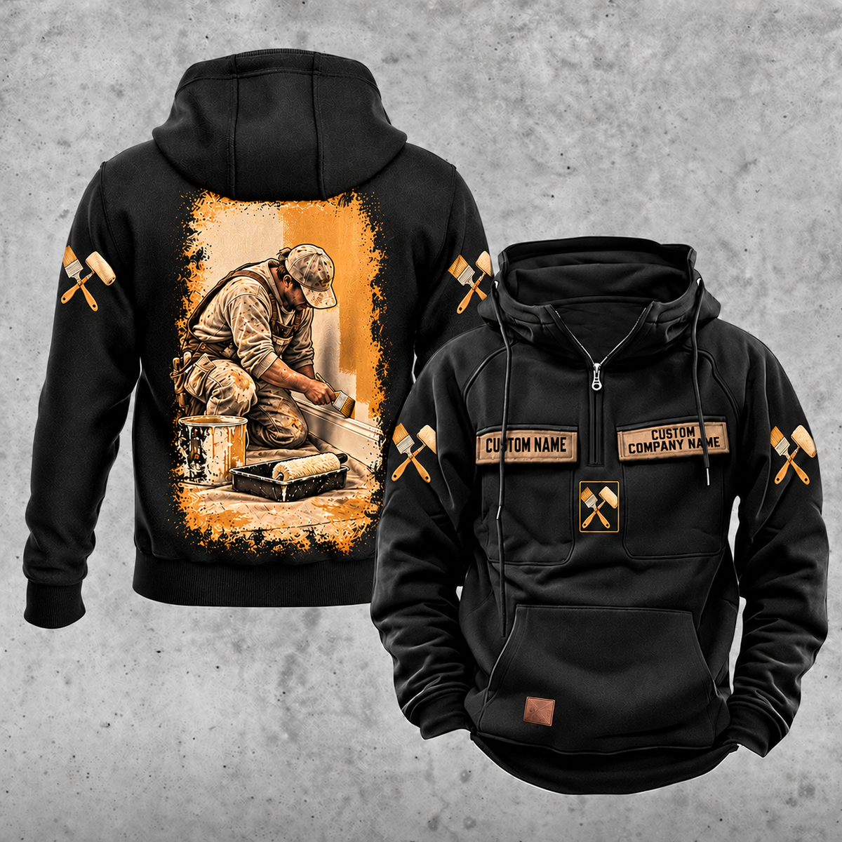 Personalized Painter Daily Commitment Portrait Vintage Hoodie — Black variant