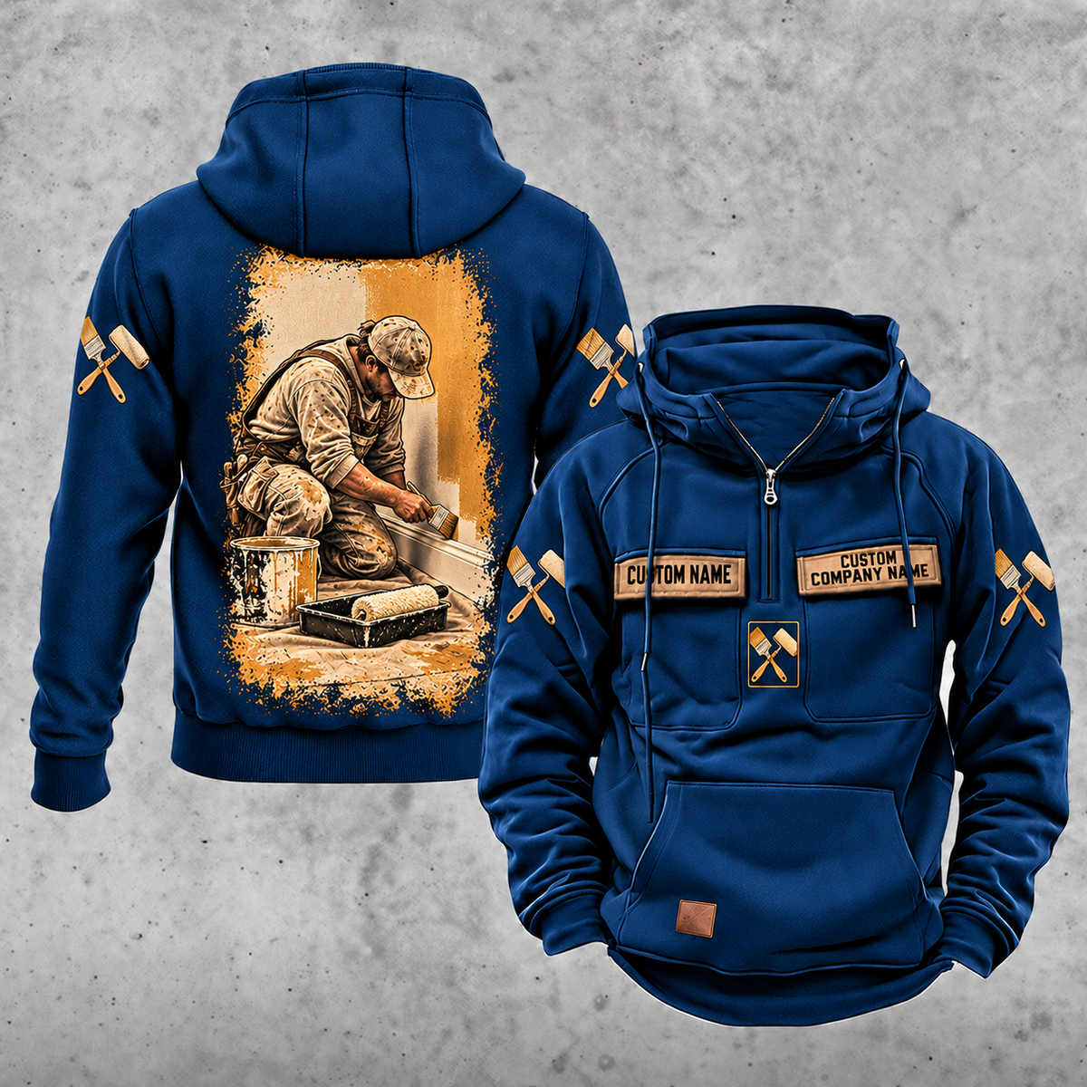 Personalized Painter Daily Commitment Portrait Vintage Hoodie — Dark Blue variant