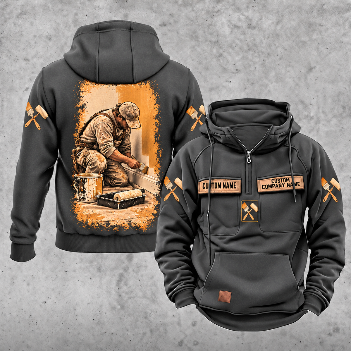 Personalized Painter Daily Commitment Portrait Vintage Hoodie — Dark Gray variant