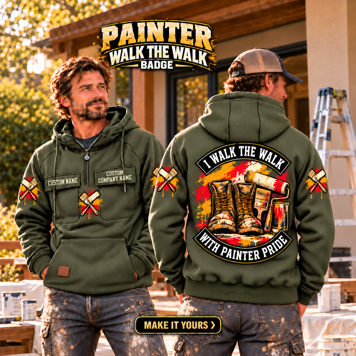 Personalized Painter Walk the Walk Badge Vintage Hoodie — dedicated listing hero