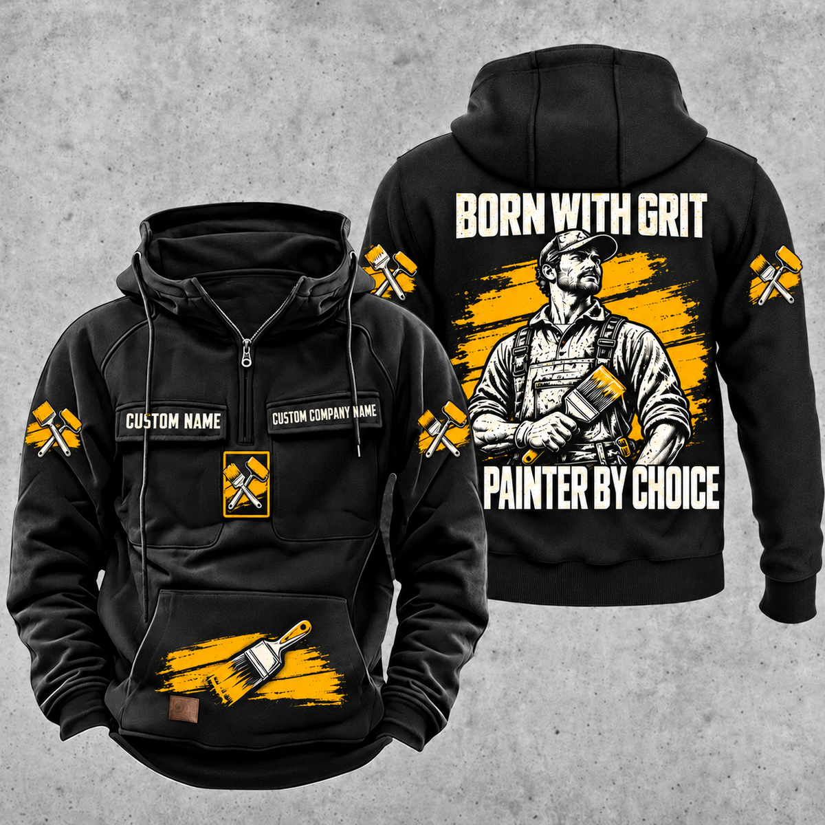 Personalized Painter By Choice Vintage Hoodie — Black variant
