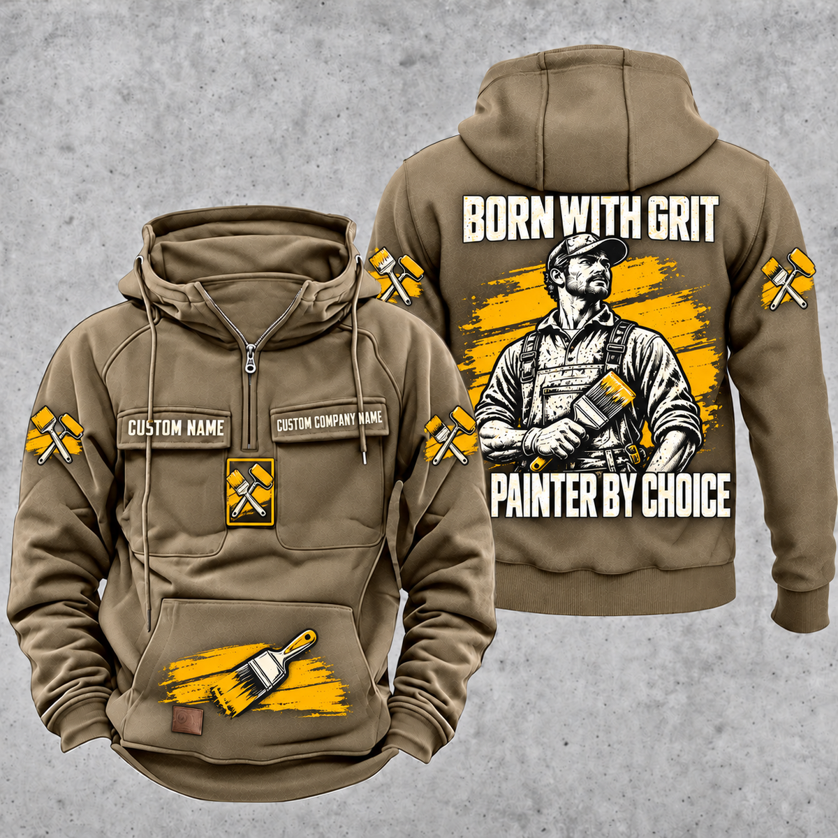 Personalized Painter By Choice Vintage Hoodie — Kaki variant