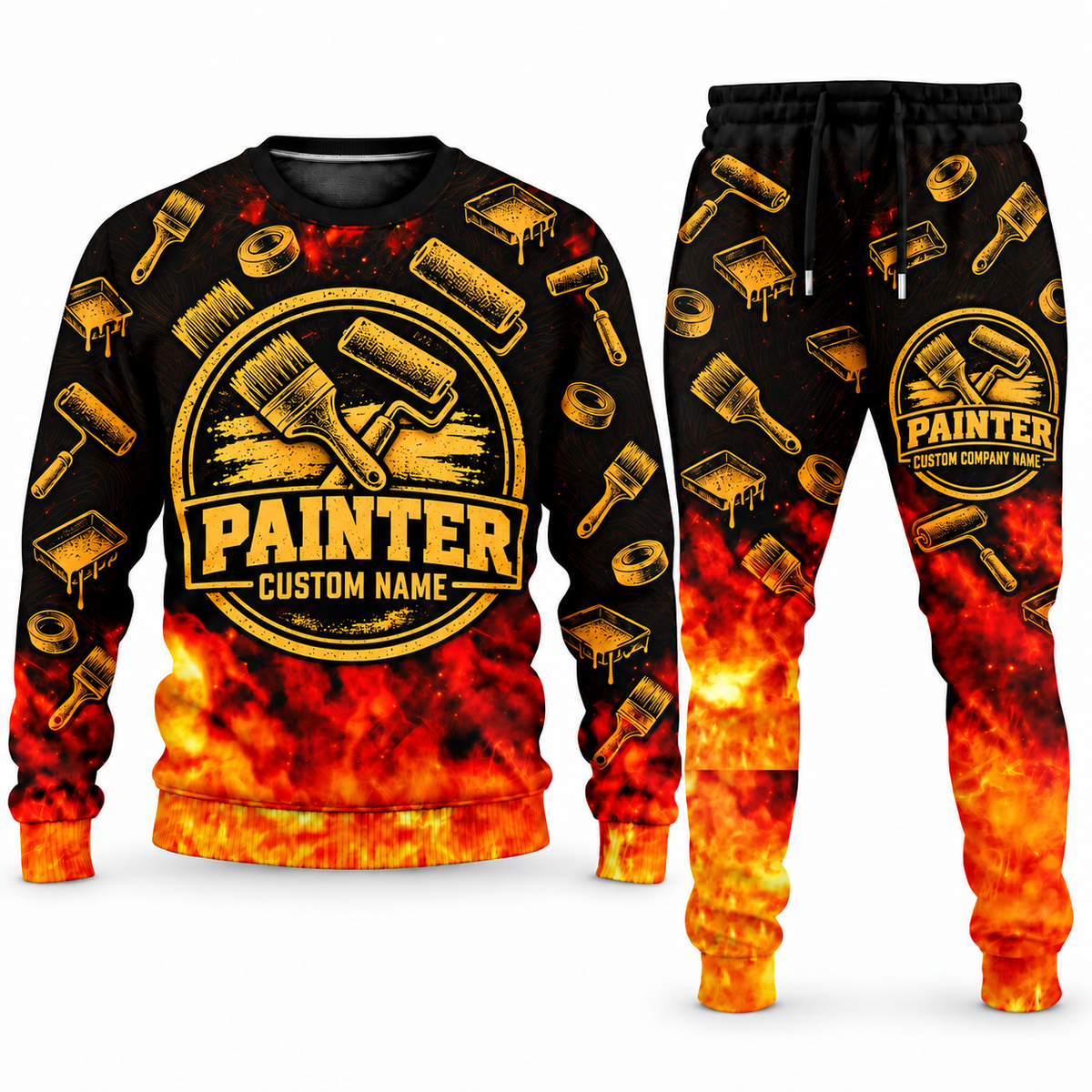 Personalized Painter Flame Emblem Sweater + Jogger Combo — Emblem variant