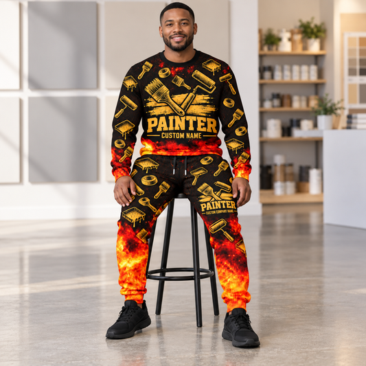 Personalized Painter Flame Emblem Sweater + Jogger Combo — dedicated listing hero