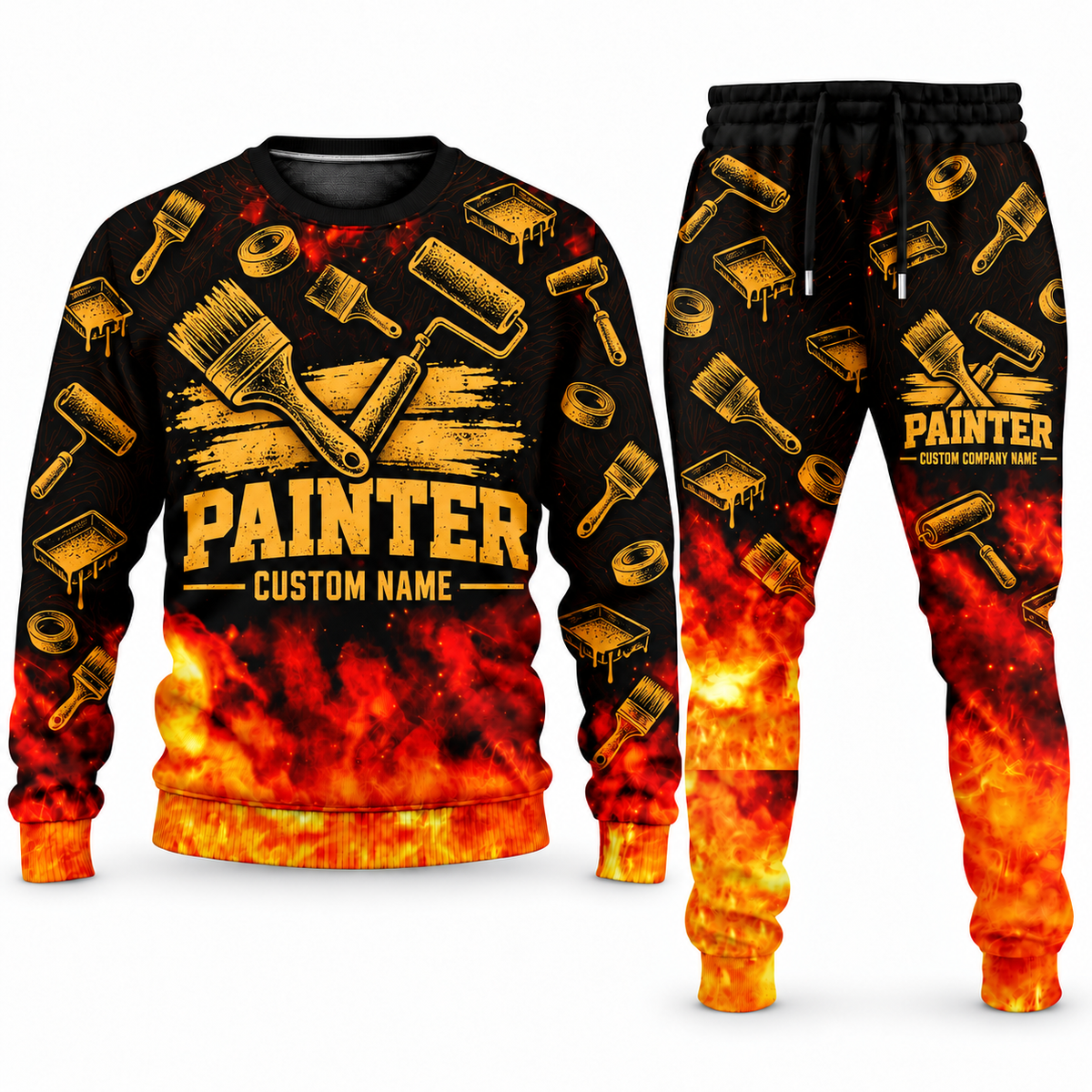 Personalized Painter Flame Emblem Sweater + Jogger Combo — Tools variant