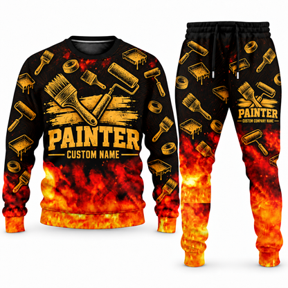 Personalized Painter Flame Emblem Sweater + Jogger Combo — Tools variant