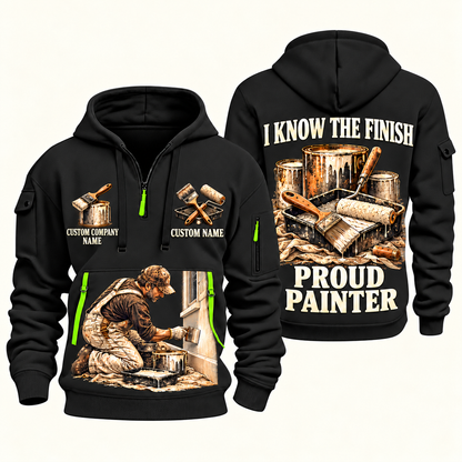 Personalized Painter Proud Craftsperson Quarter Zip Hoodie — Black variant