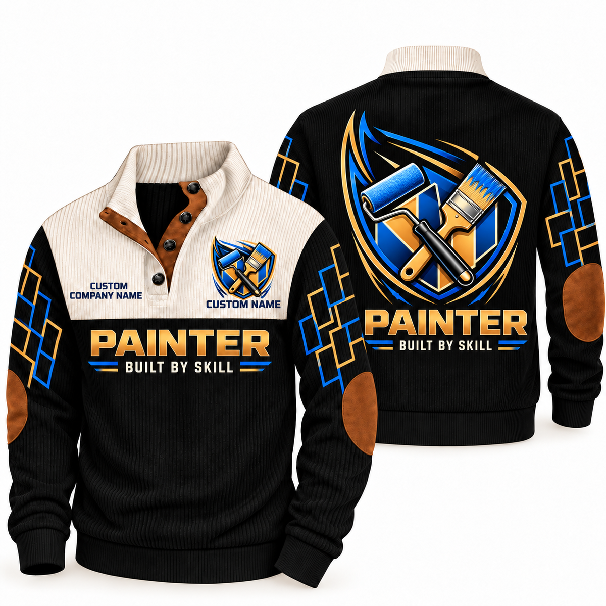 Personalized Painter Heritage Collar Sports Sweatshirt — Black variant