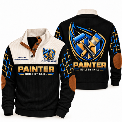 Personalized Painter Heritage Collar Sports Sweatshirt — Black variant