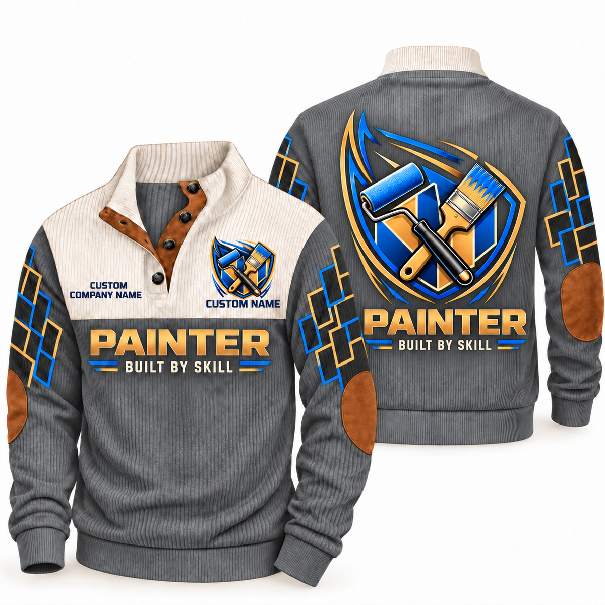 Personalized Painter Heritage Collar Sports Sweatshirt — Grey variant