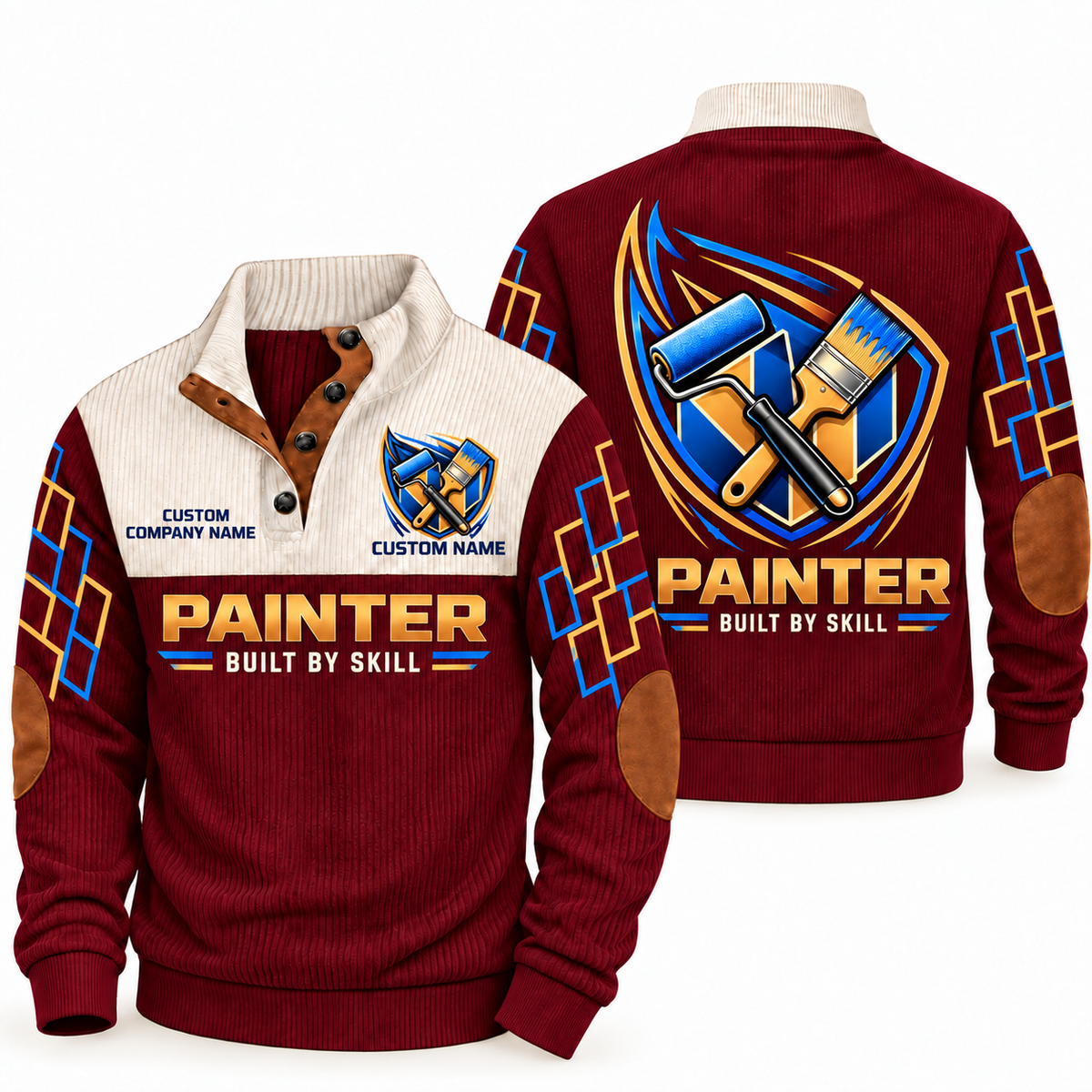 Personalized Painter Heritage Collar Sports Sweatshirt — Jujube Red variant