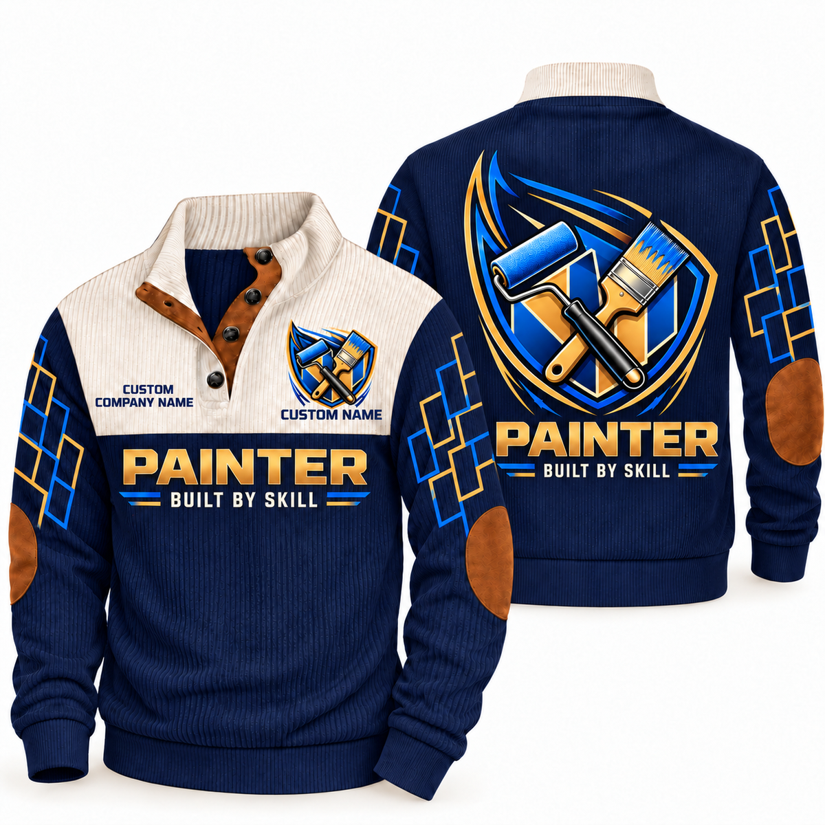 Personalized Painter Heritage Collar Sports Sweatshirt — Navy variant