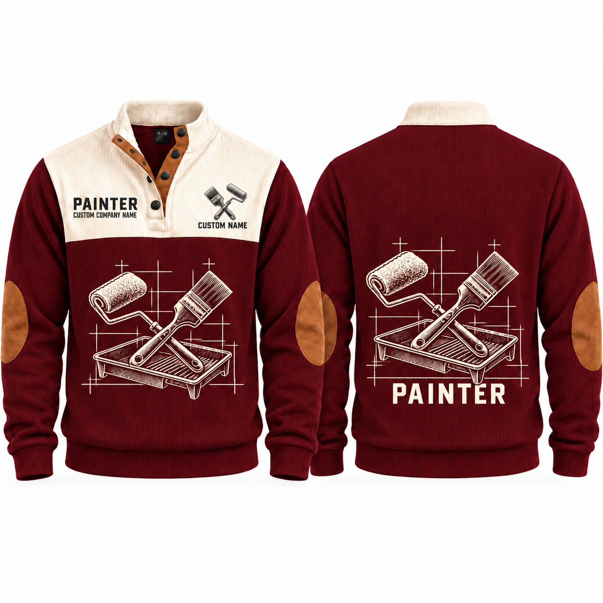 Personalized Painter Measured Craft Sports Sweatshirt — Jujube Red variant