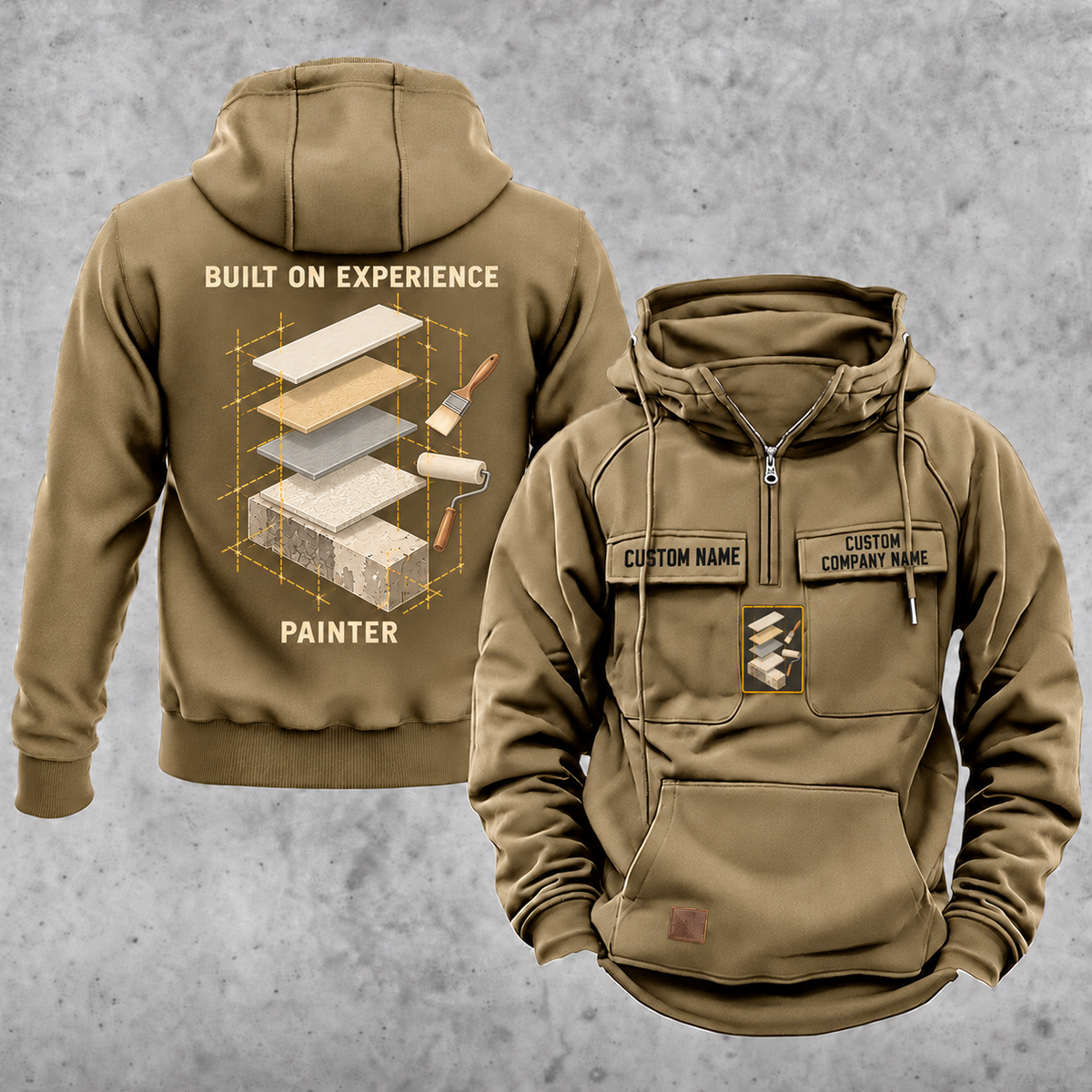 Painter Built on Experience Vintage Hoodie — Khaki variant