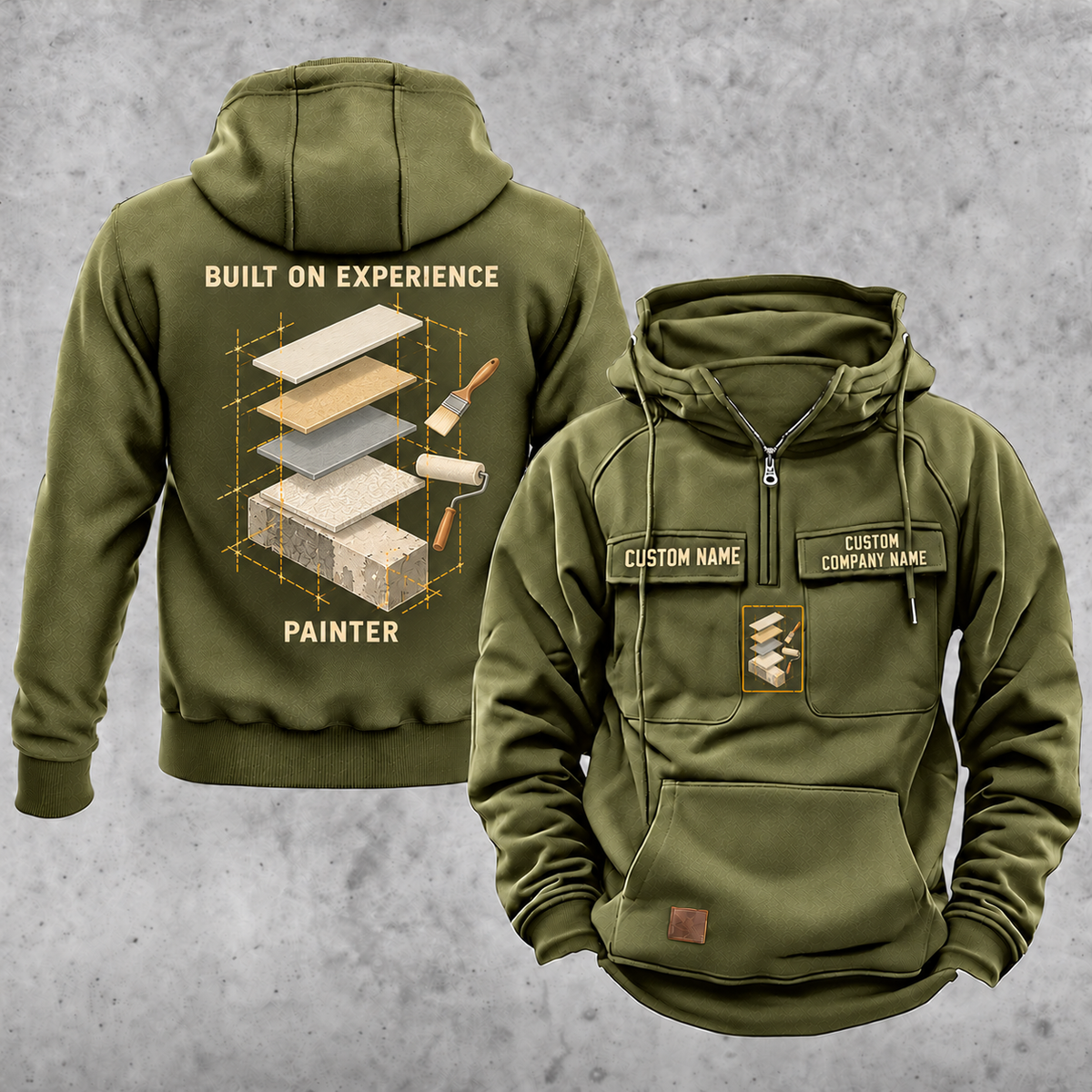 Painter Built on Experience Vintage Hoodie — Olive Green variant