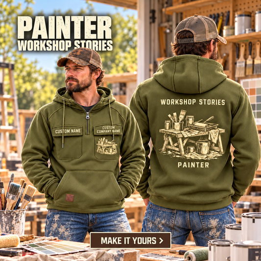 Personalized Painter Workshop Stories Vintage Hoodie — dedicated listing hero