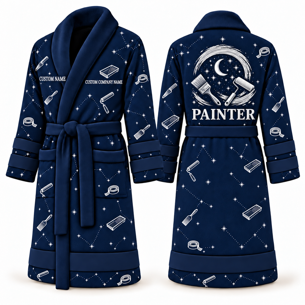 Personalized Painter Bathrobe – Night Shift — Blue variant