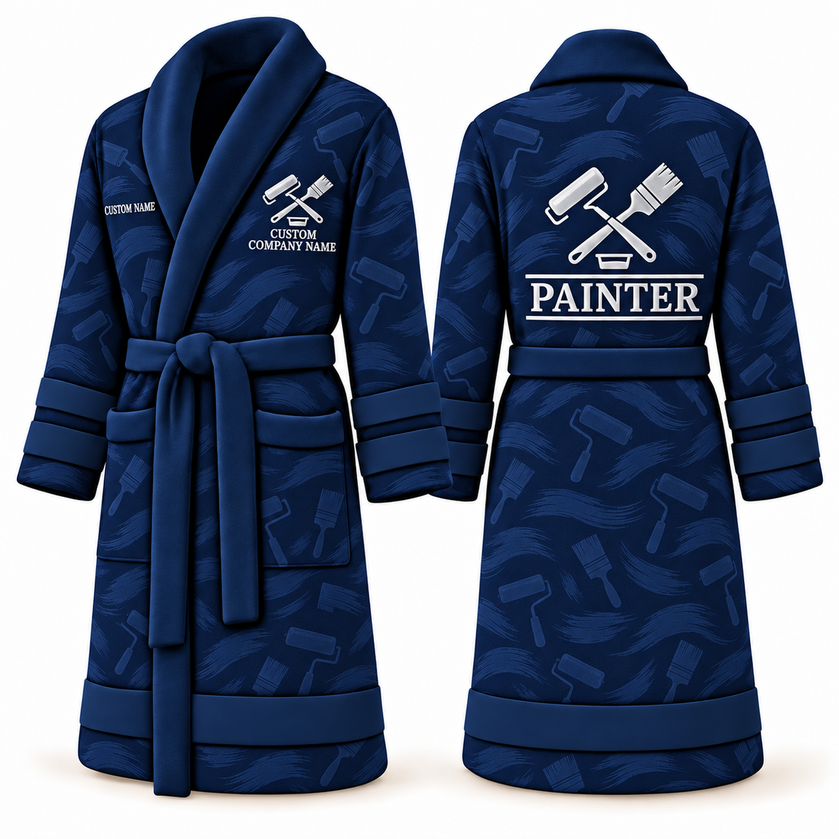 Personalized Painter Bathrobe – Signature Silhouette — Blue variant