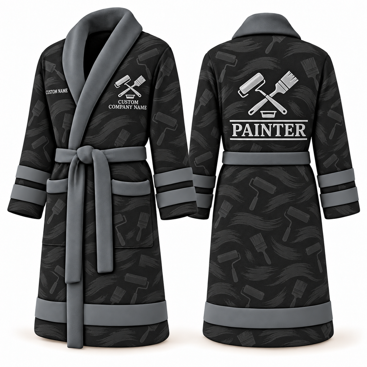 Personalized Painter Bathrobe – Signature Silhouette — Slate variant
