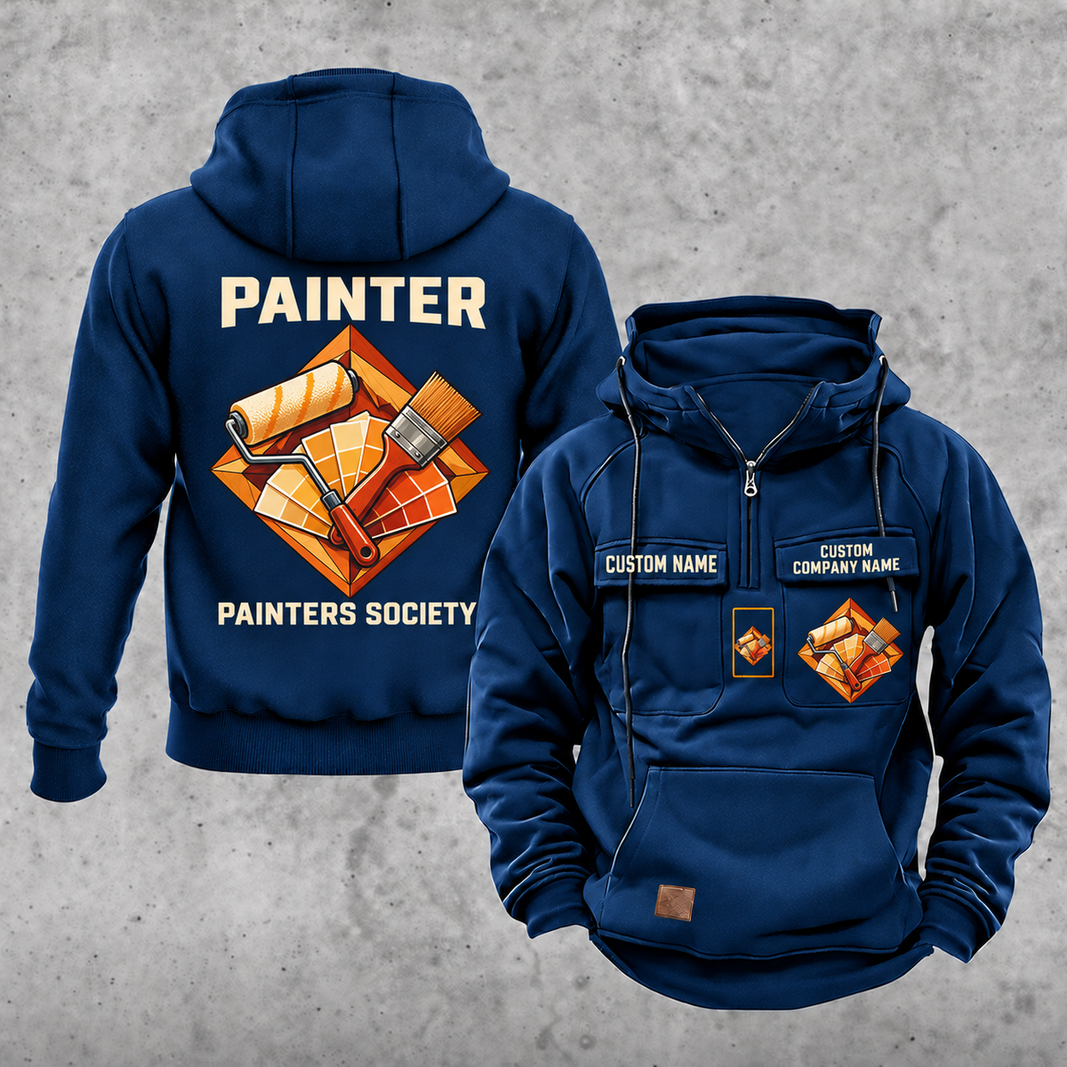 Personalized Painter Painters Society Vintage Hoodie — Dark Blue variant