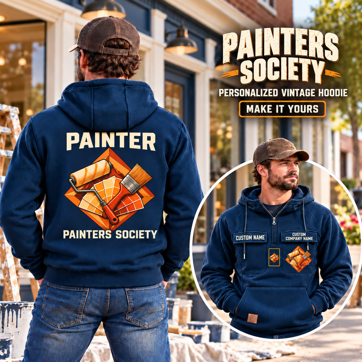 Personalized Painter Painters Society Vintage Hoodie — dedicated listing hero, final layout
