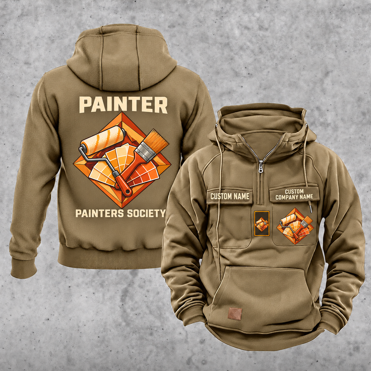 Personalized Painter Painters Society Vintage Hoodie — Khaki variant
