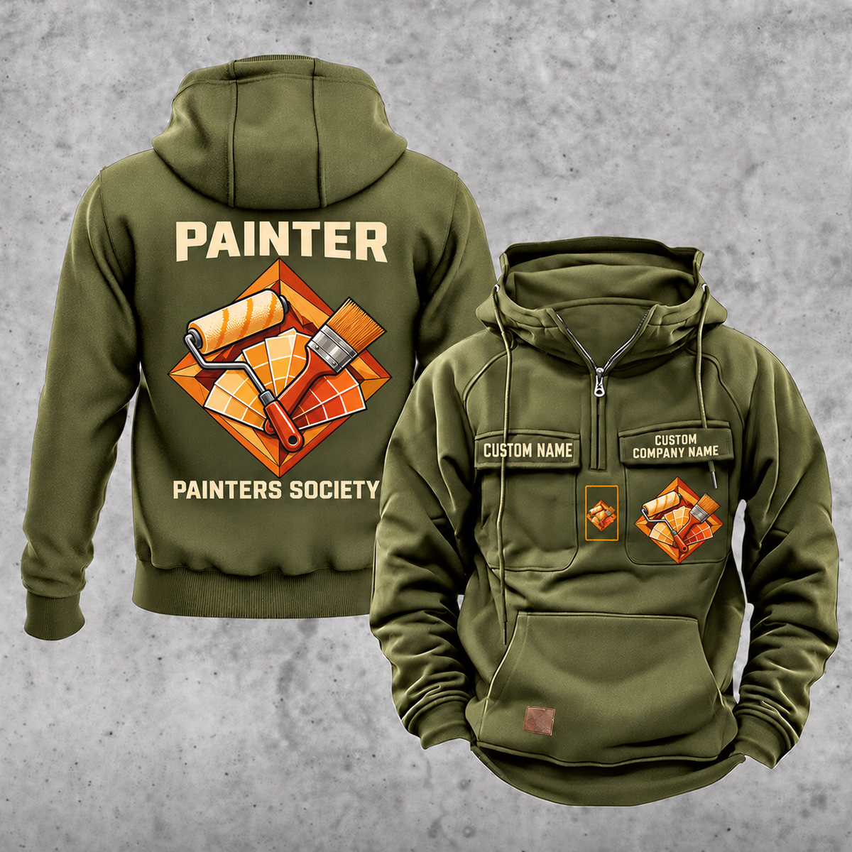 Personalized Painter Painters Society Vintage Hoodie — Olive Green variant