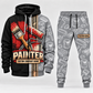 Personalized Painter Full-Zip Hoodie + Jogger with Name and Company — Light Gray variant
