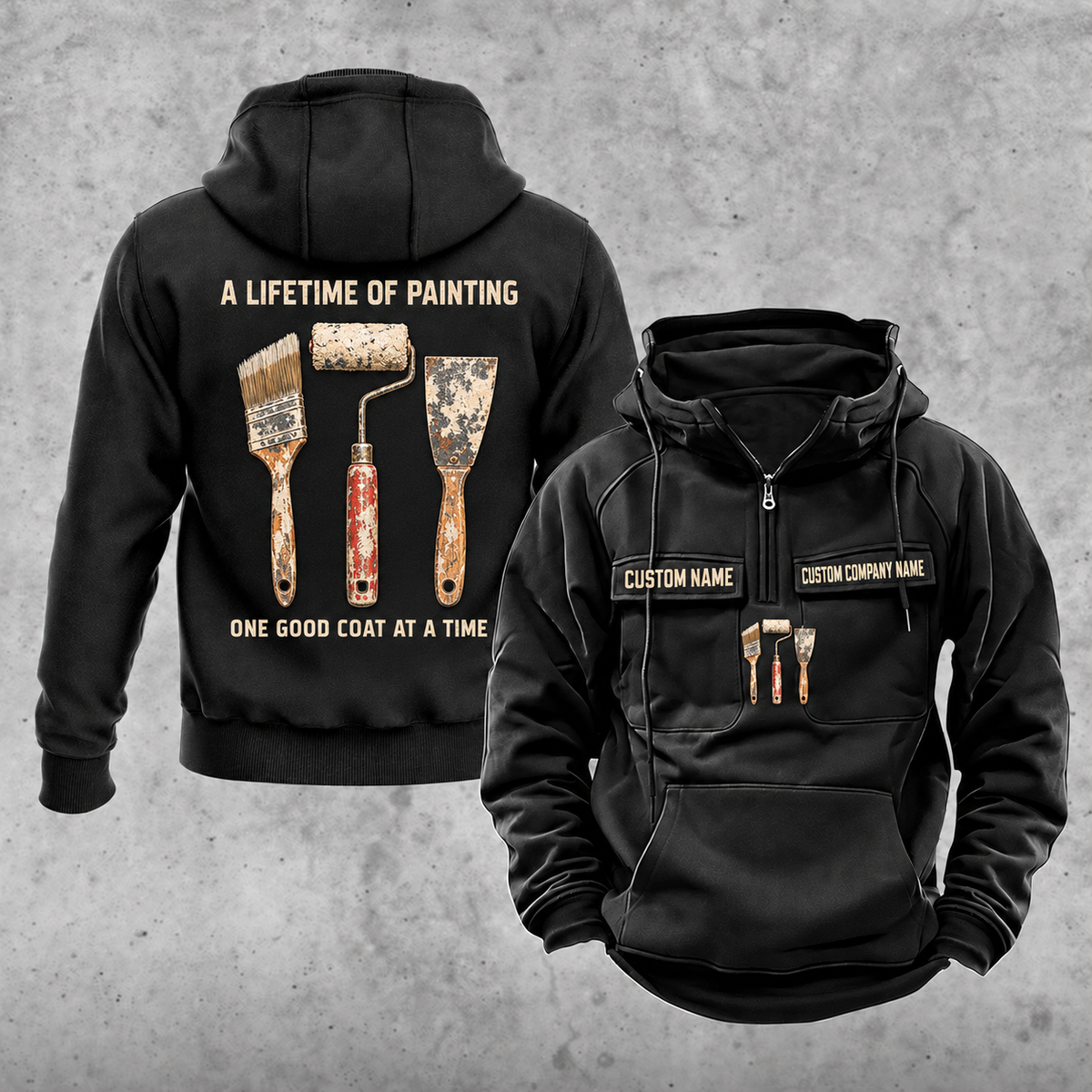 Personalized Painter Lifetime of Painting Vintage Hoodie — Black variant