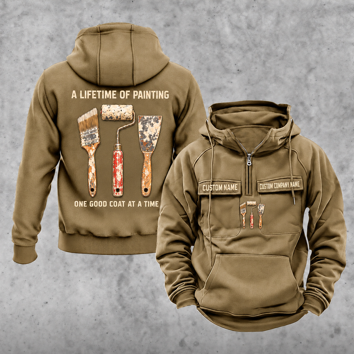 Personalized Painter Lifetime of Painting Vintage Hoodie — Khaki variant