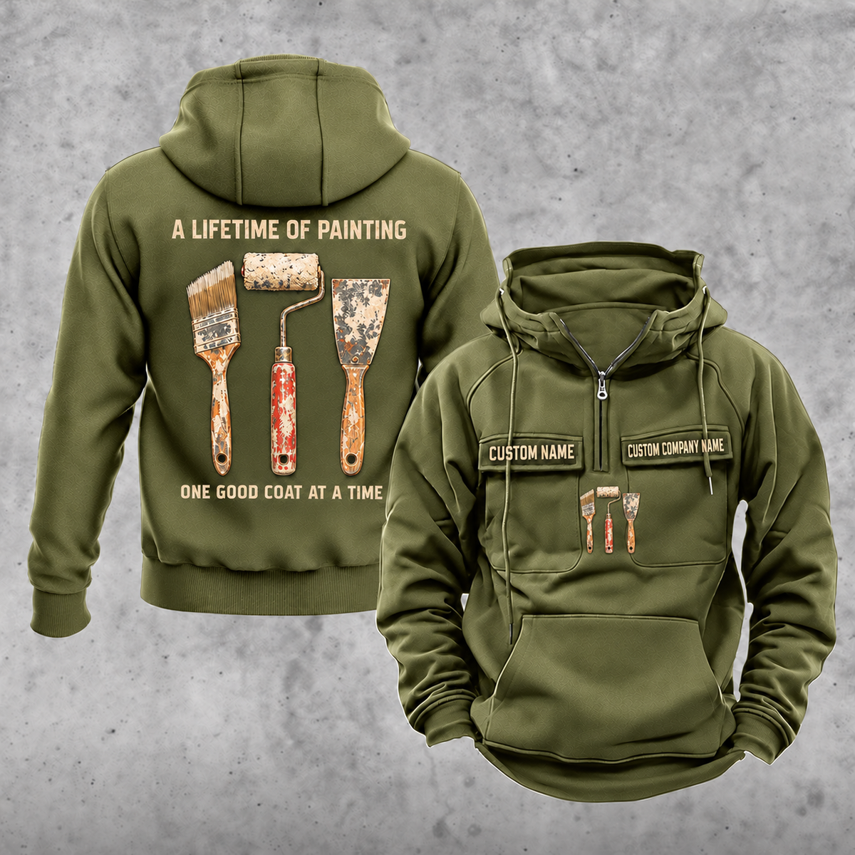 Personalized Painter Lifetime of Painting Vintage Hoodie — Olive Green variant