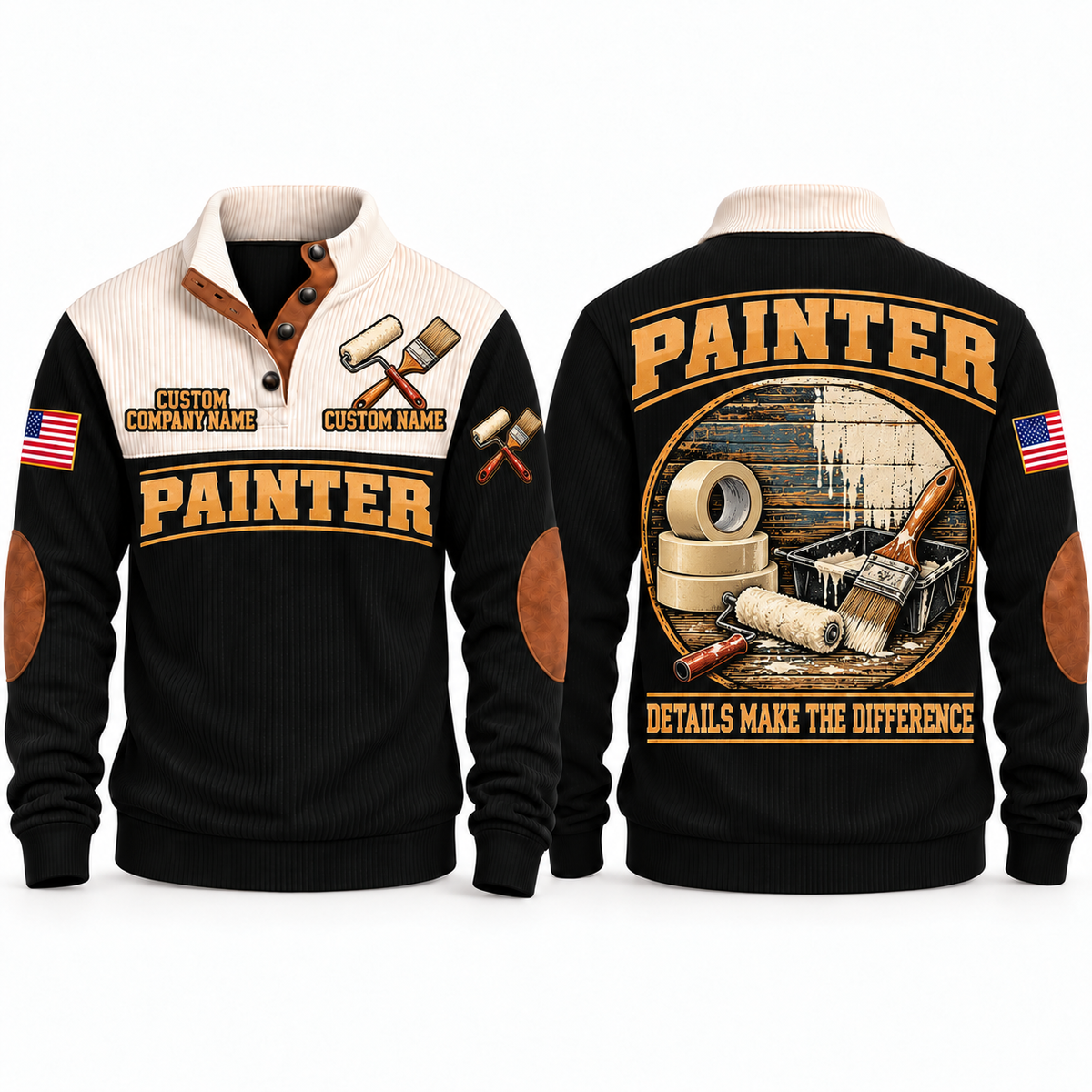 Personalized Painter Finished With Care Sports Sweatshirt — Black variant